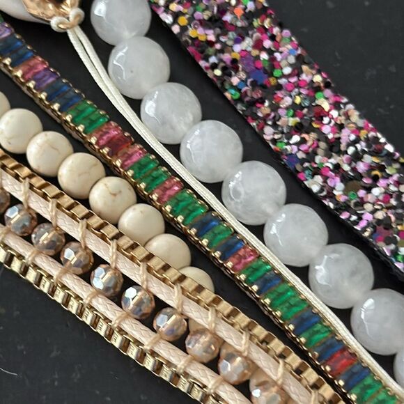 Victoria Emerson Reno Boho Cuff Bracelet – Mixed Beads, Shell, Glitter - Picture 7 of 8